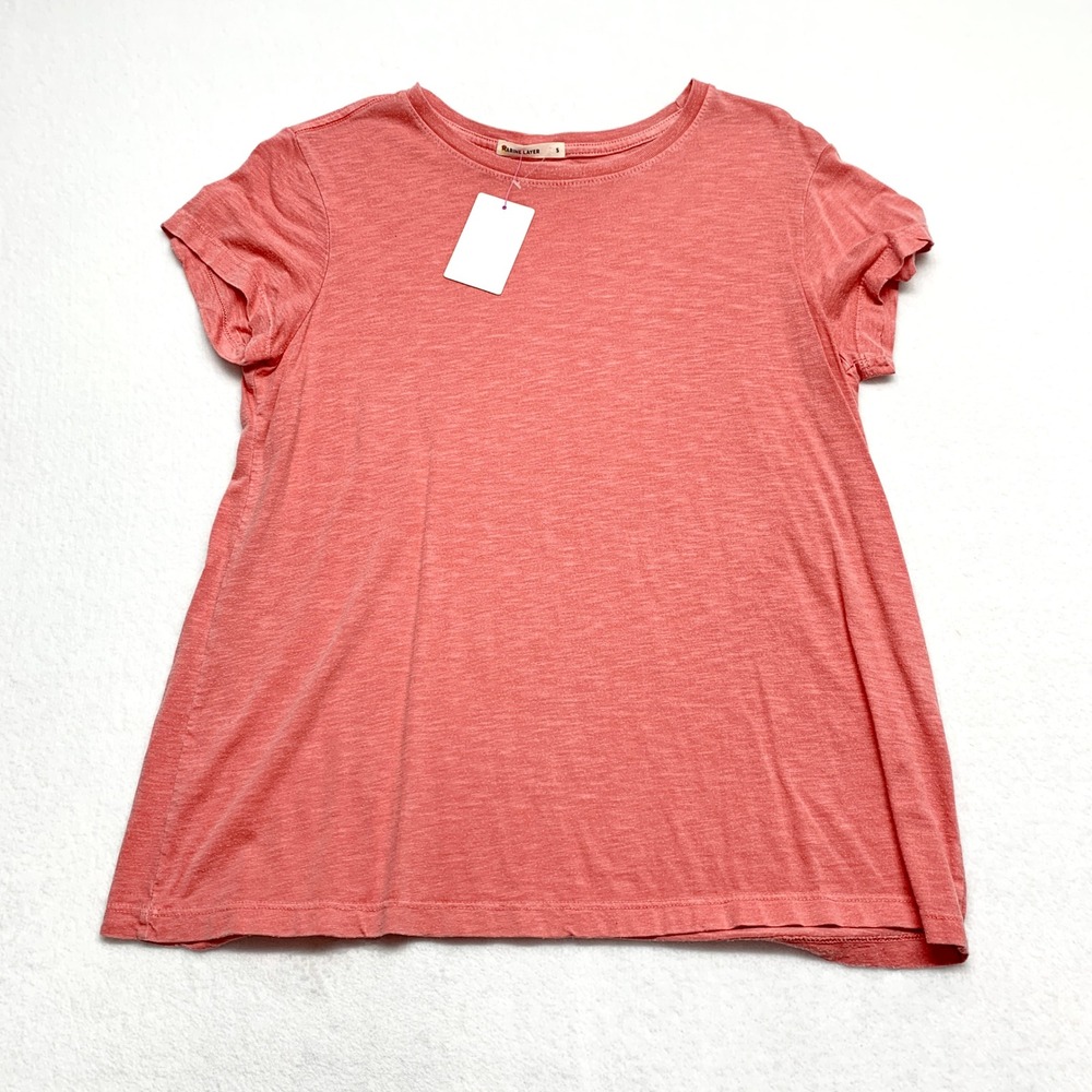 Marine Layer Slub Crewneck Tee Womens Size‎ S Pink Coral Short Sleeve Casual USA